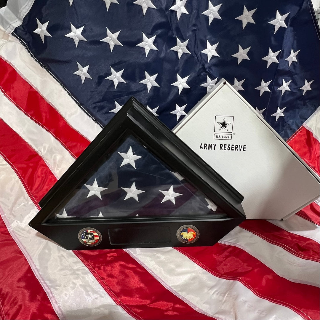 Authentic US Army Flag Display Box with Flag Included - Military Memorial Case