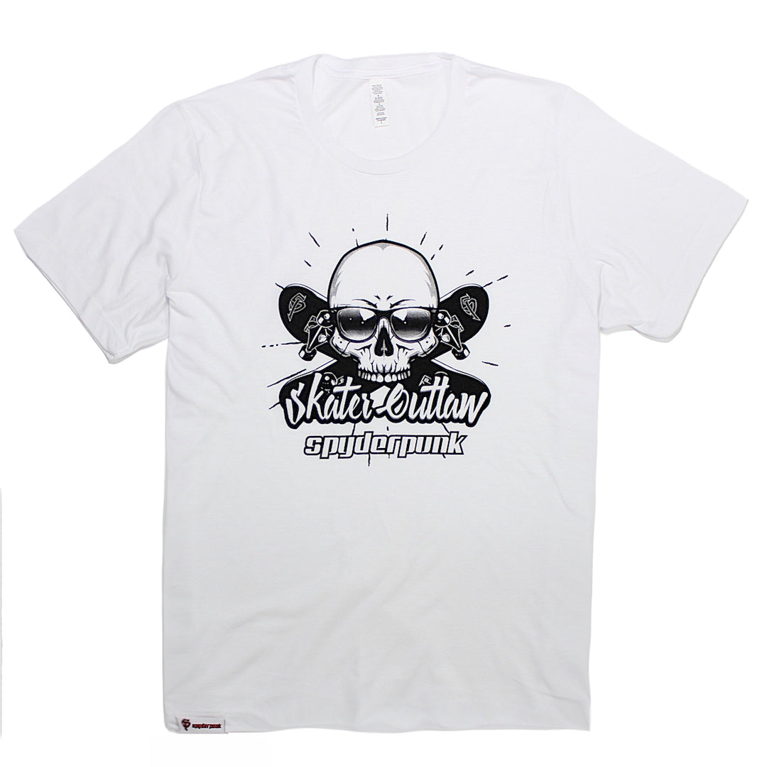 Spyderpunk Skater Outlaw T-Shirt | Black/White, S-2XL
