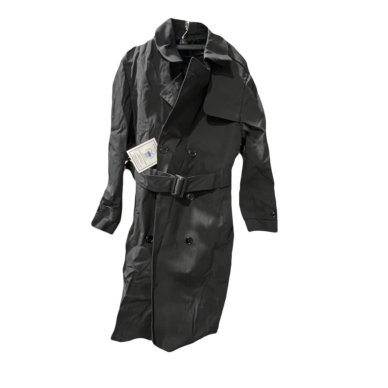 Women's Navy Black All-Weather Military Trench Coat