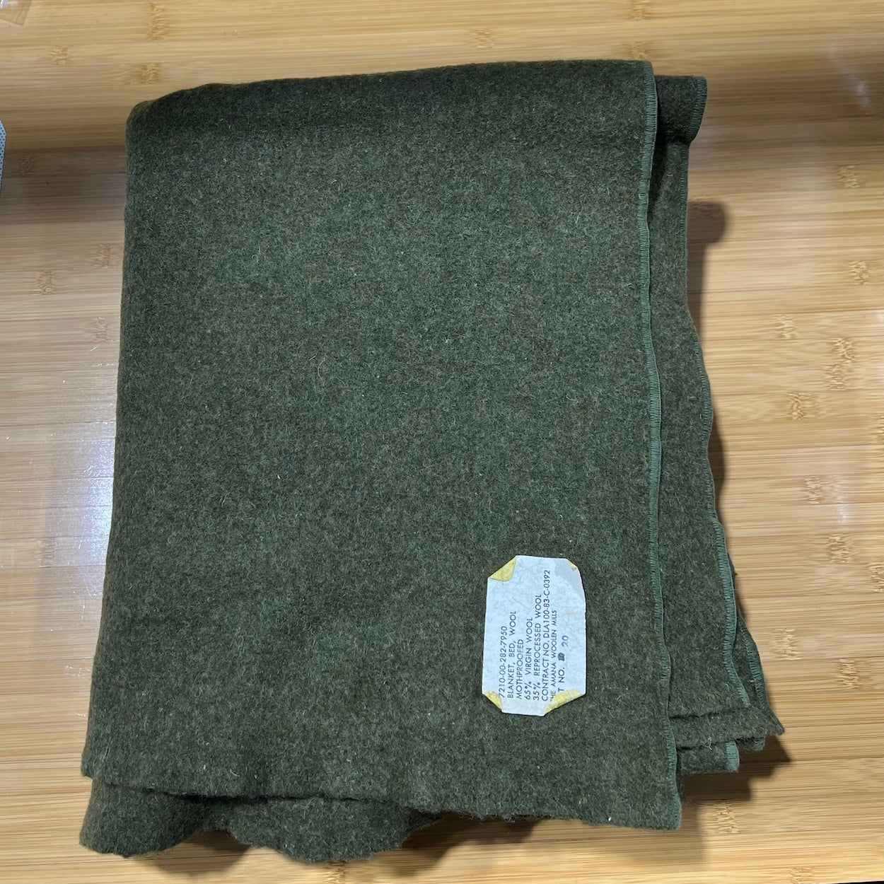US Military Wool Blanket Made in USA | Olive Drab | 80"×62"