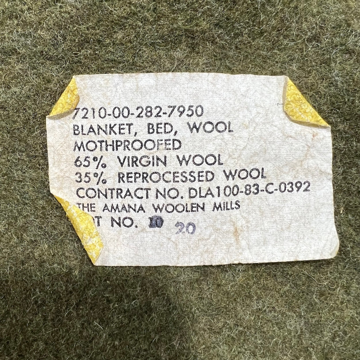 US Military Wool Blanket Made in USA | Olive Drab | 80"×62"