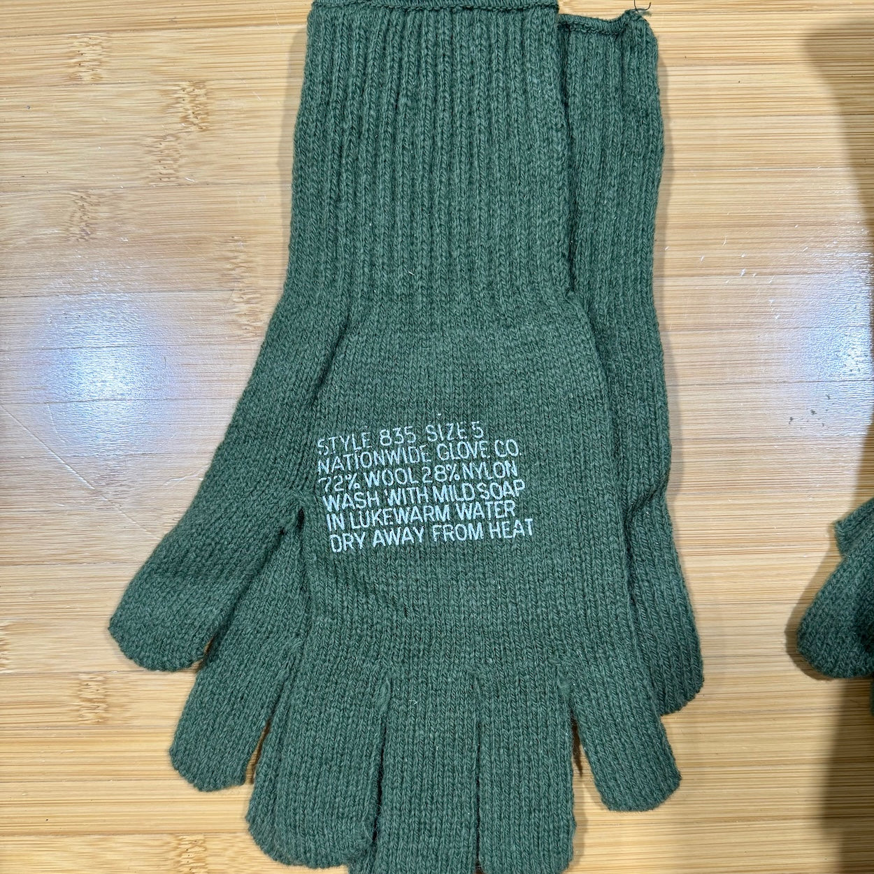 US Army Wool Glove Liners OD Green - Cold Weather Military Surplus - New