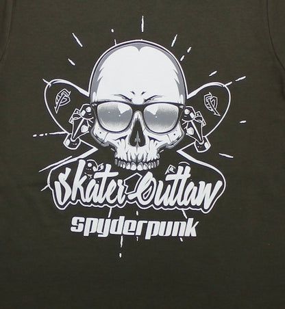 Women's T Shirt fitted On Nice Tee With Custom Skater Outlaw Art