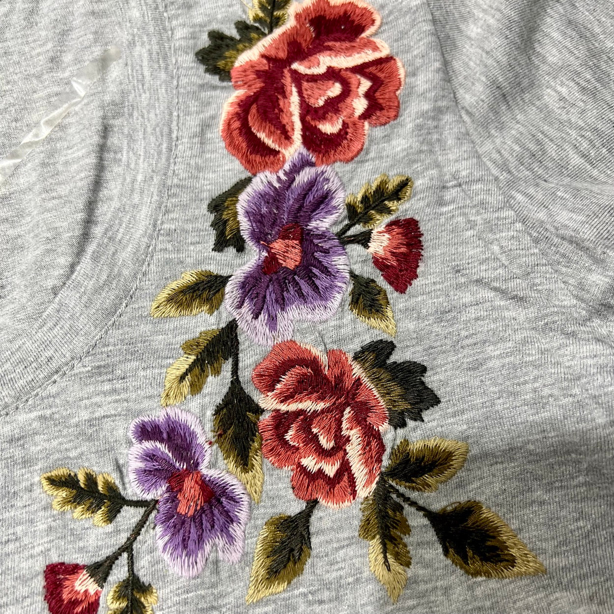 Women's Embroidered Floral Shirt with Tie Front & Ruffled Sleeves by Falls Creek - Size Medium