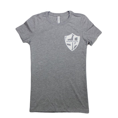 Women's T Shirt Fit With Custom Printed Badge tee In Gray