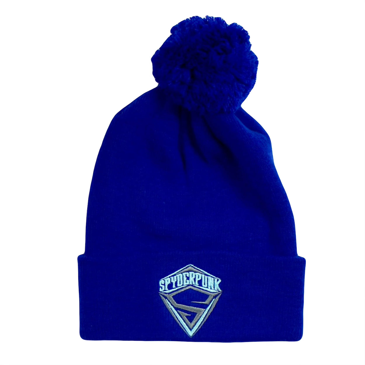 Spyderpunk Embroidered Knit Pom Beanie - Sports, 2 Colors