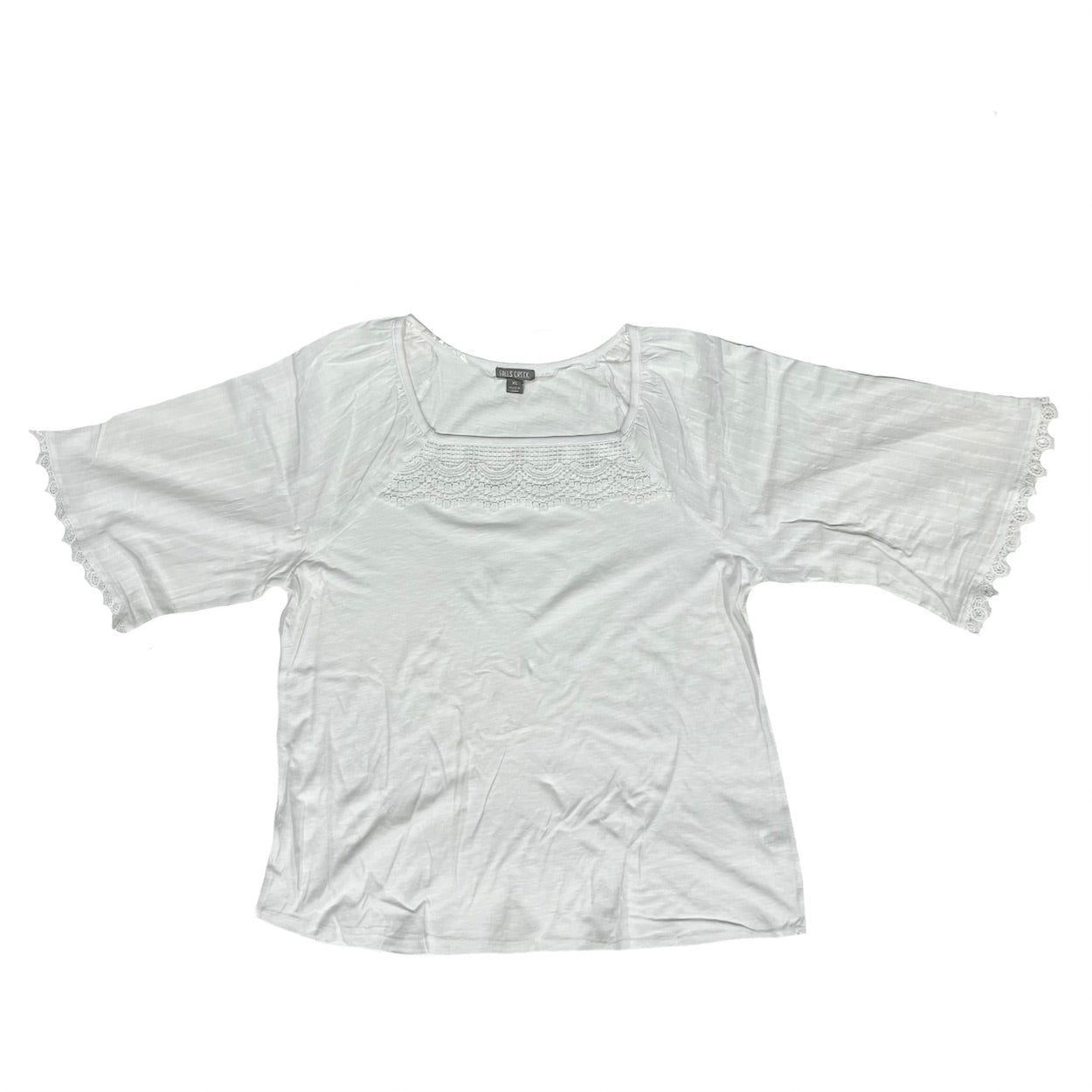 Women's White Flowing Lace Top with Half Sleeves by Falls Creek - Size XL Only