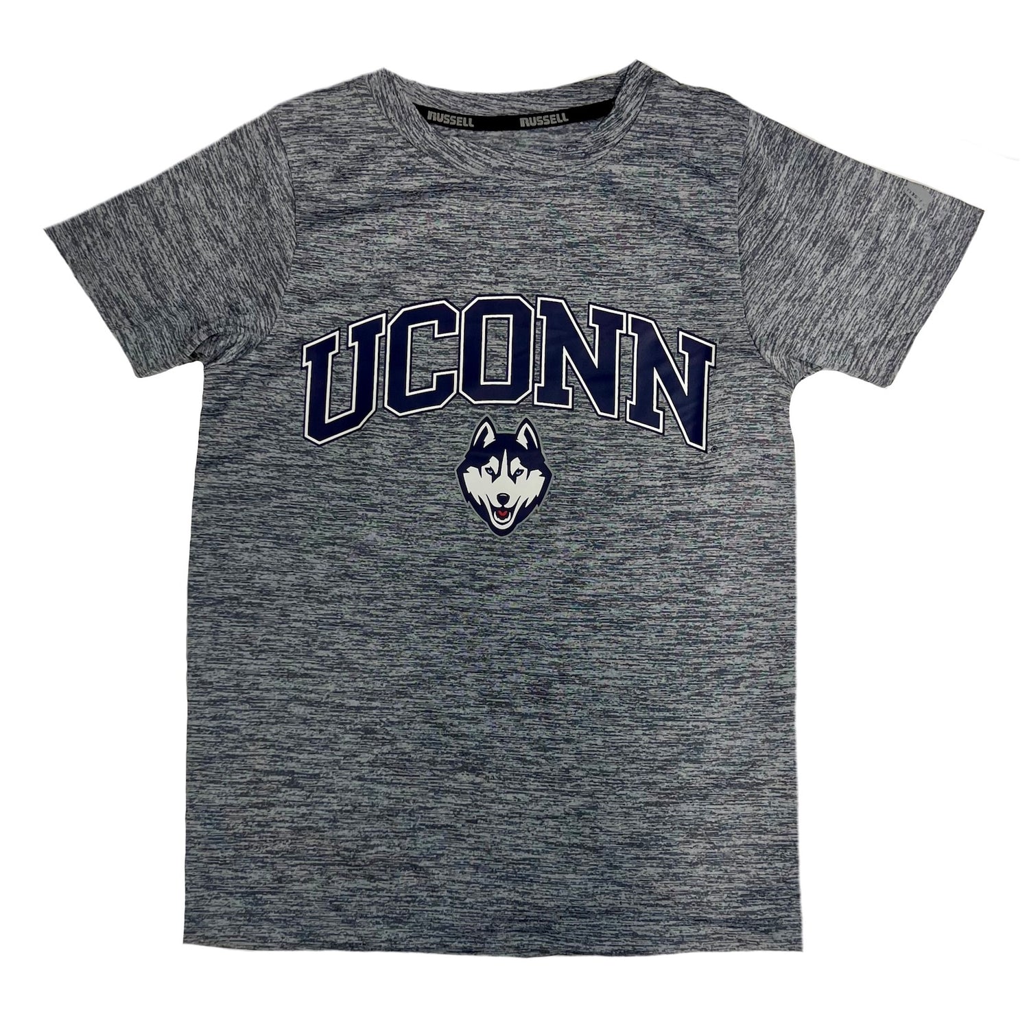 UConn Huskies Youth Gray Marble Moisture-Wicking Sports T-Shirt by Russell Sports - Sizes XS-XL