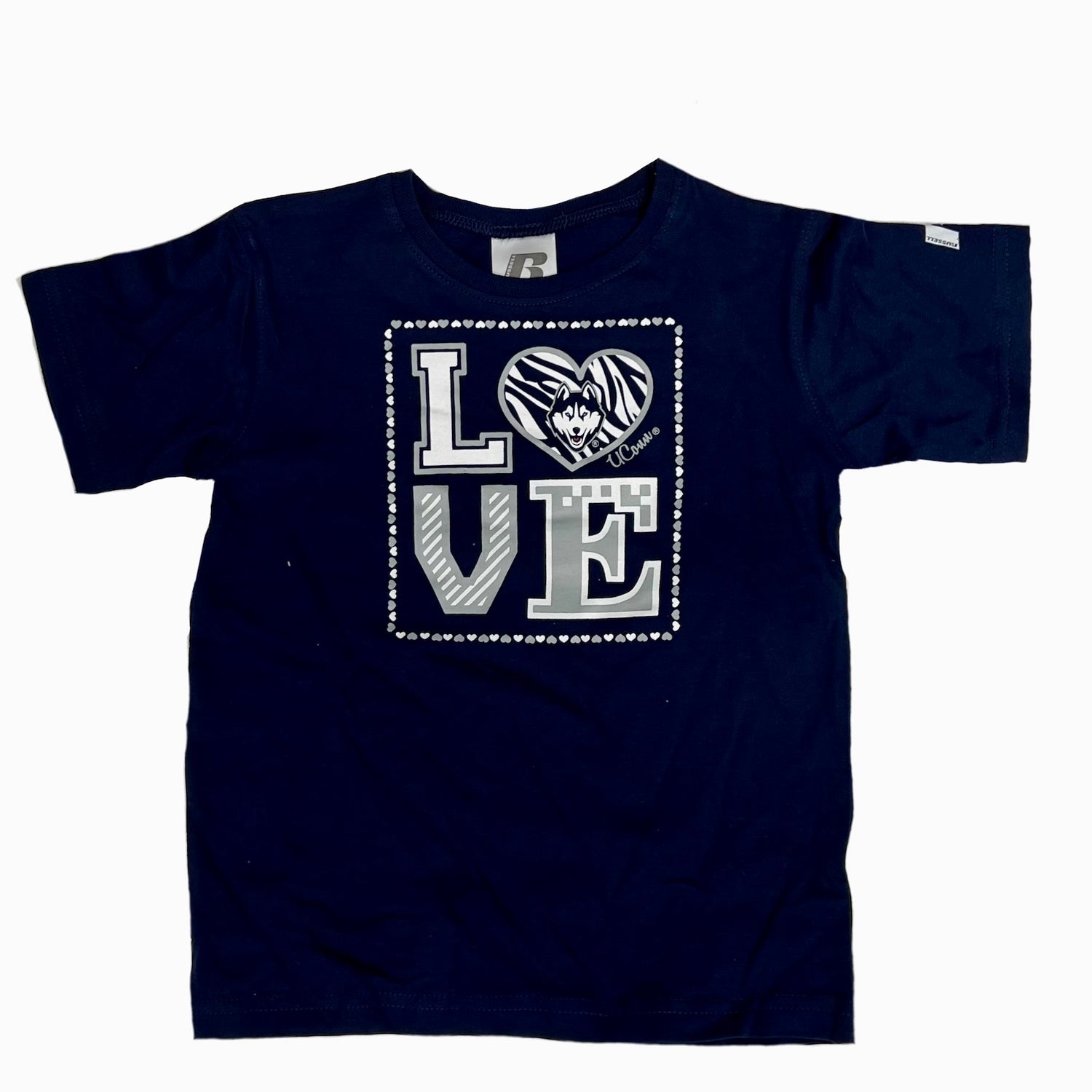 UConn Huskies Toddler Blue 'Love' Soft Cotton T-Shirt by Russell Sports - Sizes 2T-5T