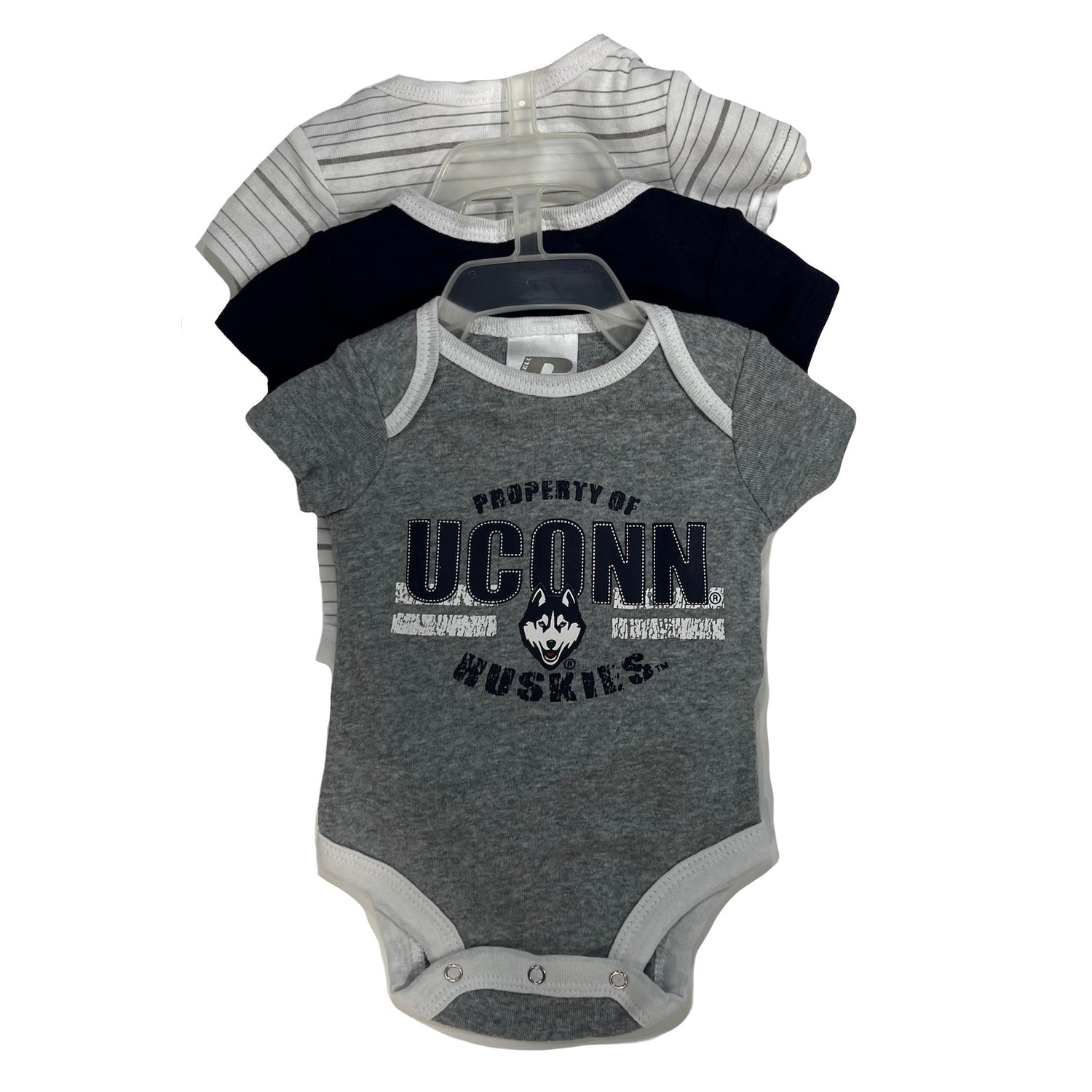 UConn Huskies Infant Cotton Sleeper 3-Pack by Russell Sports - 0-3 Months