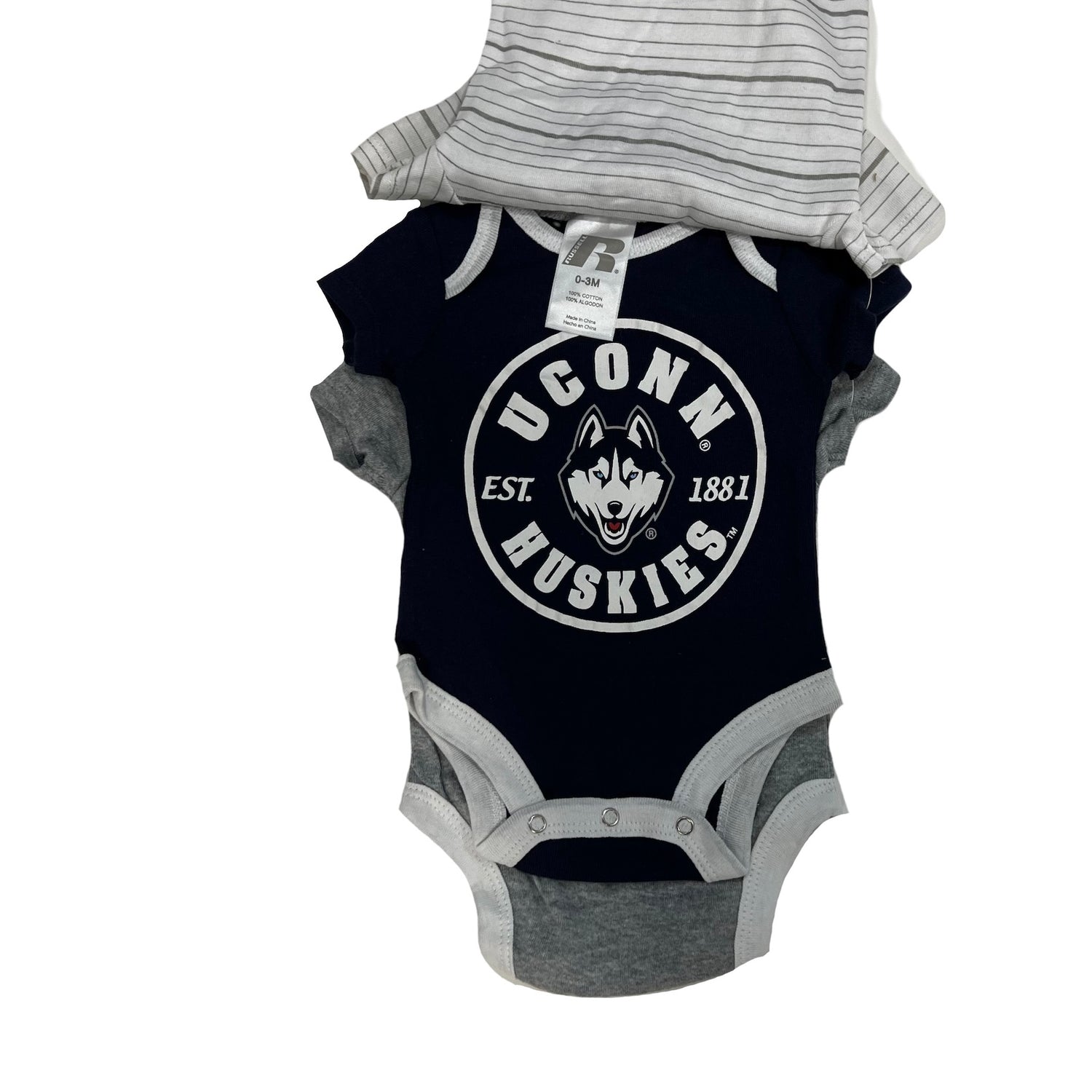 UConn Huskies Infant Cotton Sleeper 3-Pack by Russell Sports - 0-3 Months