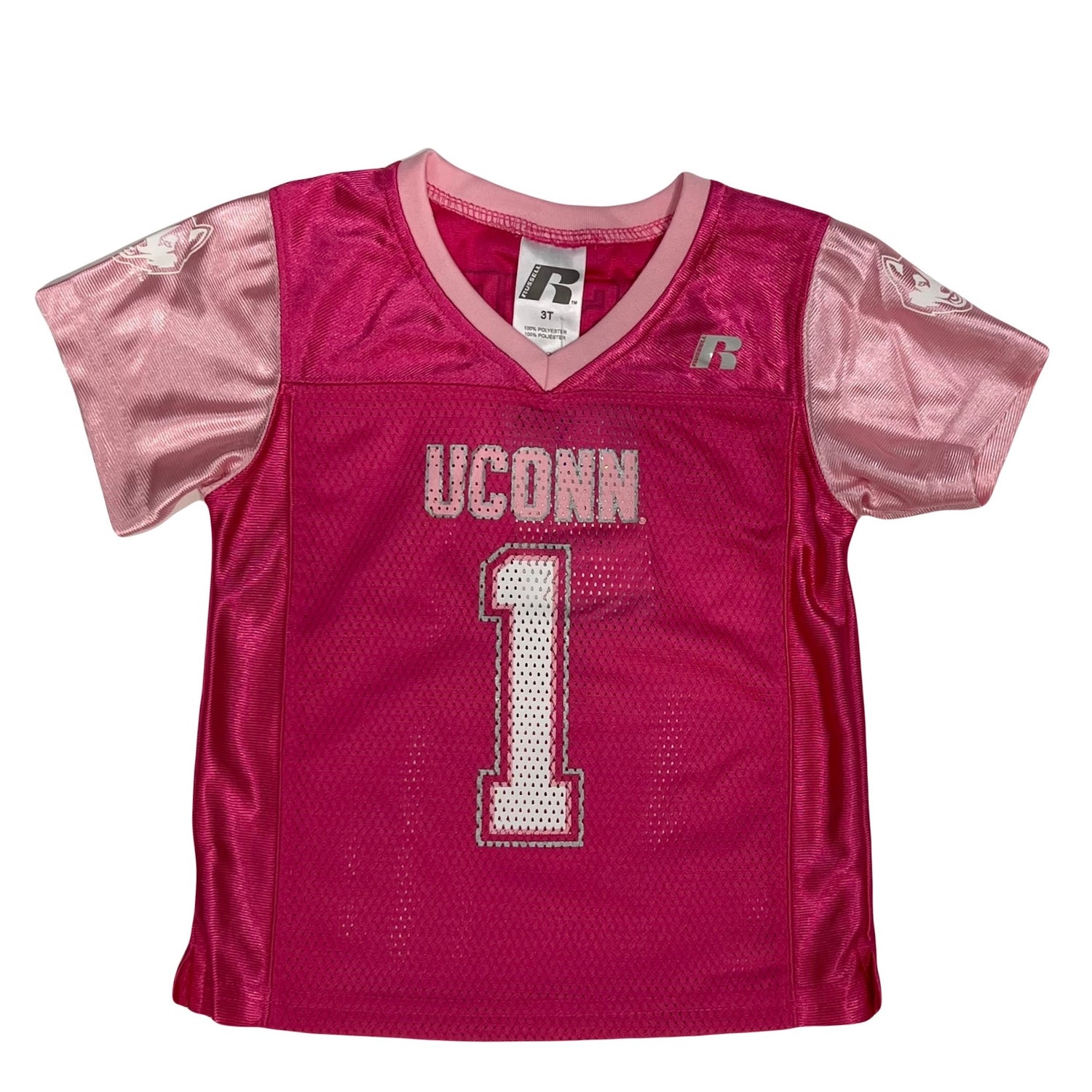 UConn Huskies Toddler Girls Hot Pink Football Jersey by Russell Sports