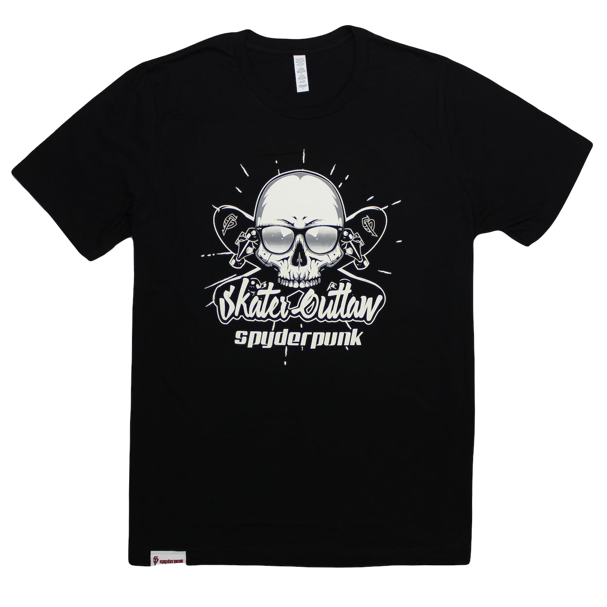 Spyderpunk Skater Outlaw T-Shirt | Black/White, S-2XL