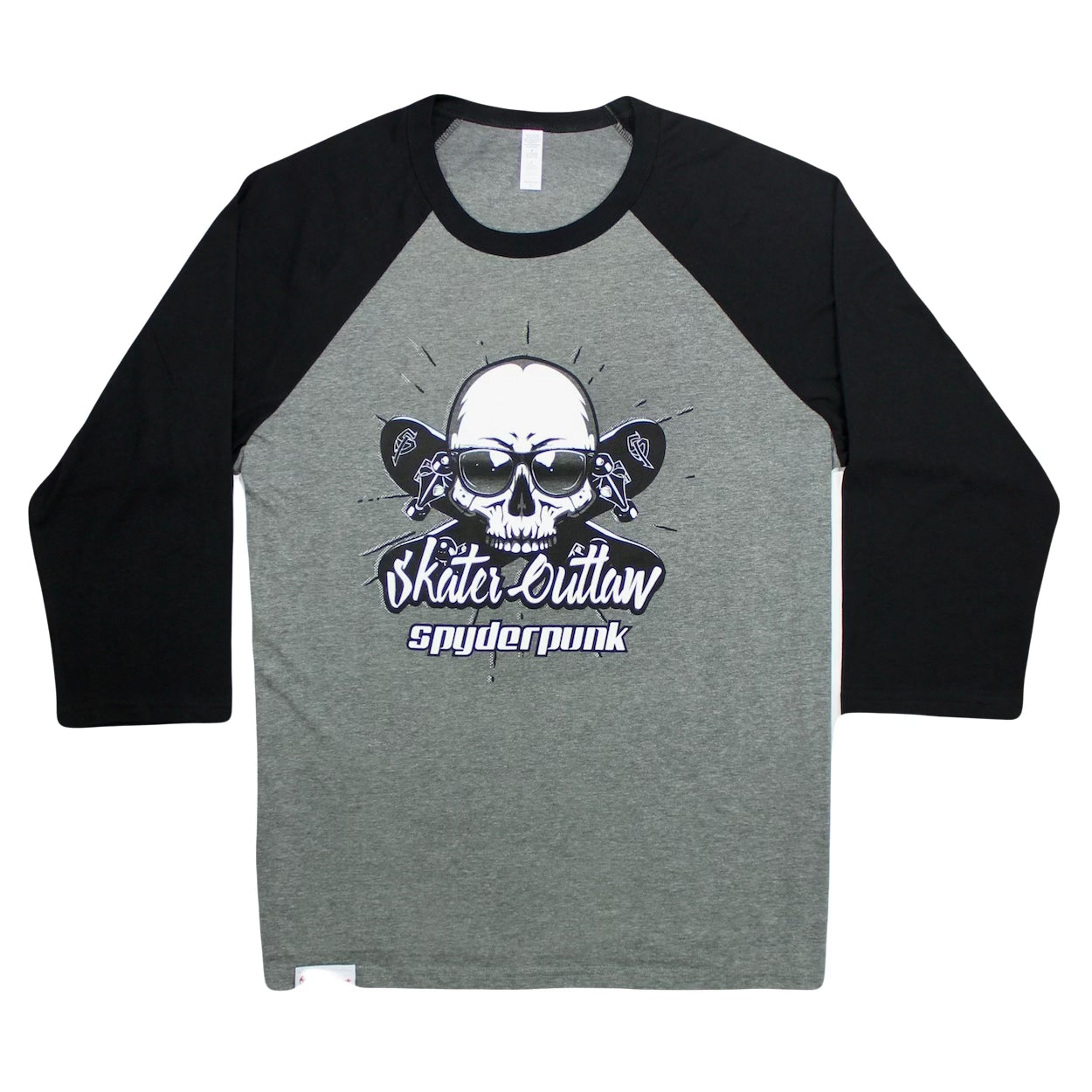 Spyderpunk Skater Outlaw Raglan Tee | Gray/Black, S-2XL